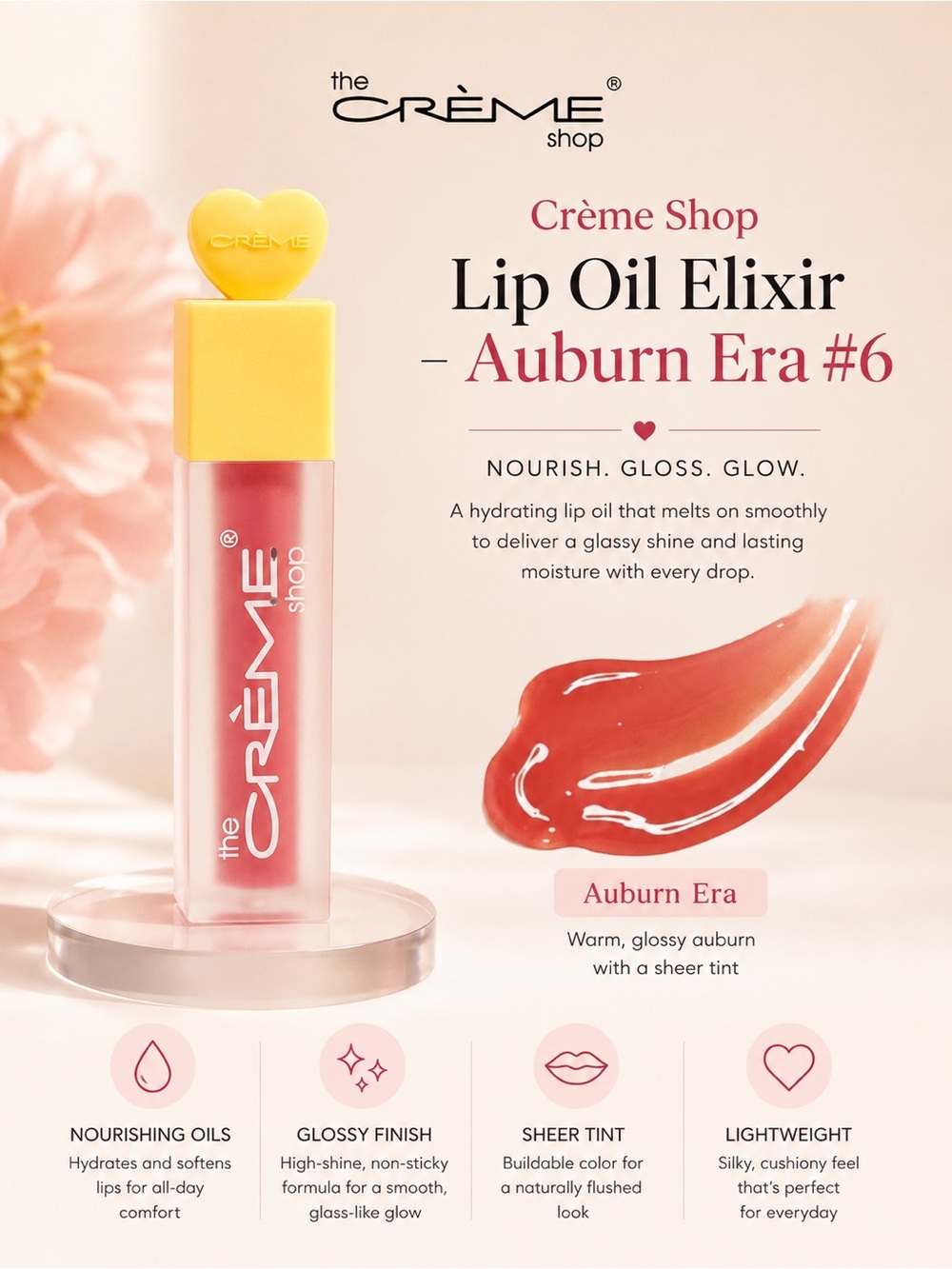 💖 Crème Shop Lip Oil Elixir – Auburn Era #6 💖